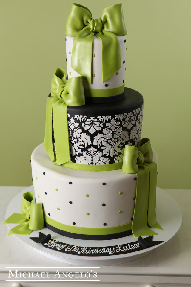 Damask with Lime Bow #96Milestones