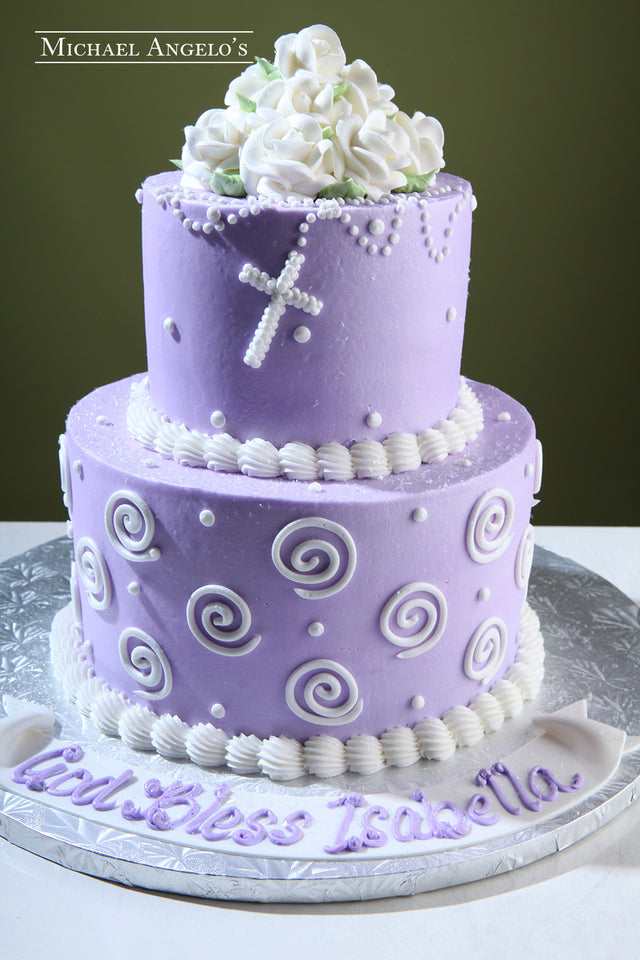Purple Buttercream with Rosary #100Religious