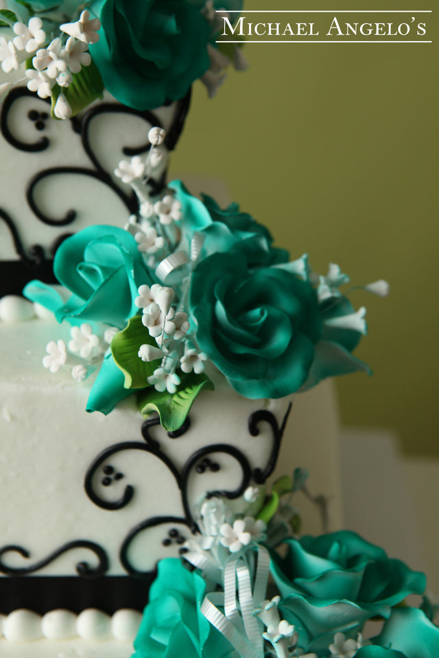 Turquoise Flowers & Swirls #78Ribbons