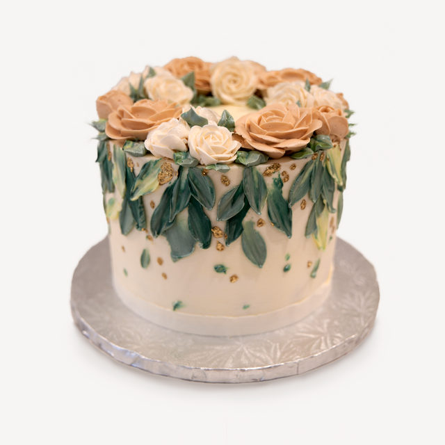 Online Cake Order - Neutral Roses #6SeasonalFlowers