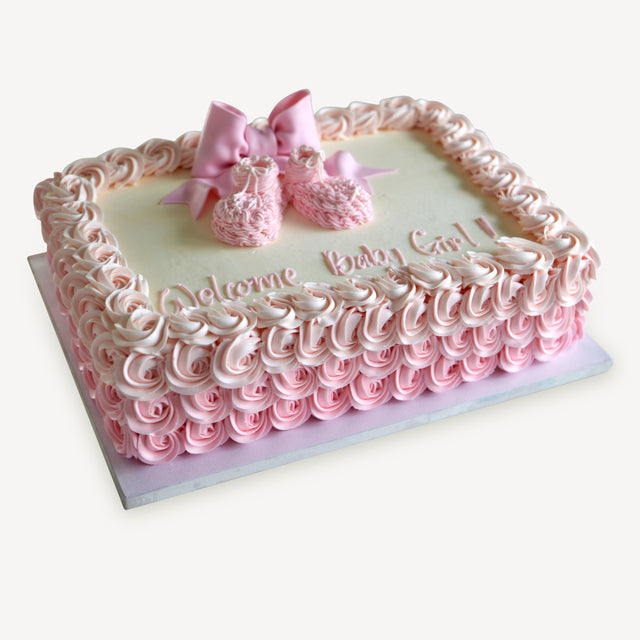 Online Cake Order - Booties & Bow Sheet Cake #306Baby