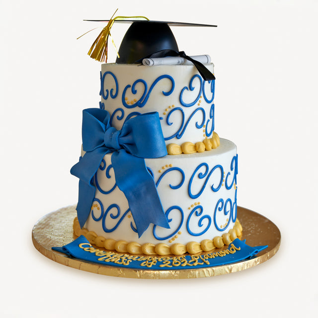 Online Cake Order - Two-Tier Graduation Swirls #23Graduation
