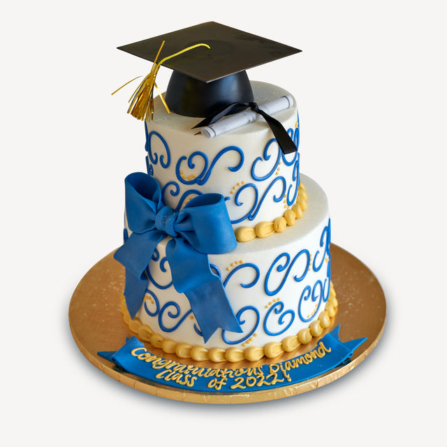 Online Cake Order - Two-Tier Graduation Swirls #23Graduation