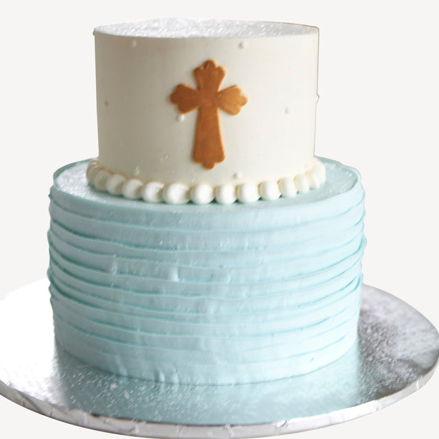 Online Cake Order - Blue and White Cross #167Religious