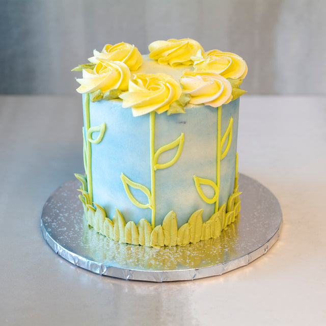 Online Cake Order - Blue Sky with Yellow Roses #16Featured