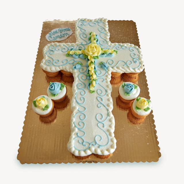 Online Cake Order - Cross Shaped Cupcake Sheet Cake #177Religious