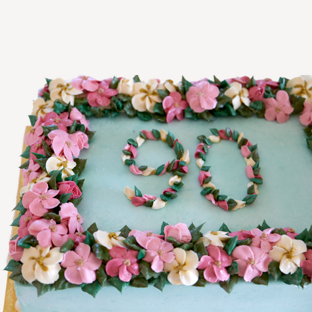 Online Cake Order - Teal with Spring Flowers #10SeasonalFlowers