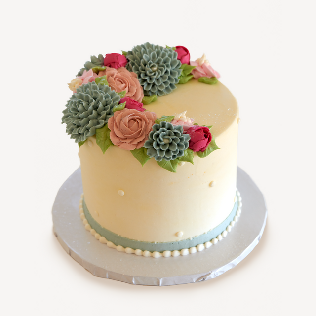 Online Cake Order - Roses and Dahlias #2SeasonalFlowers