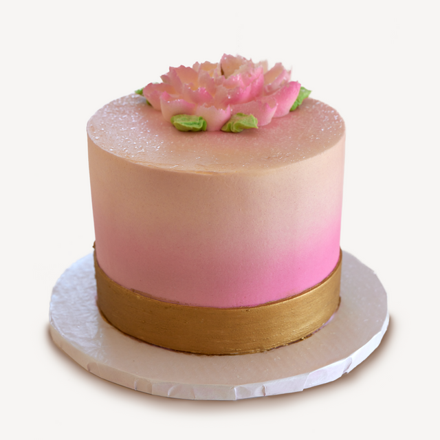 Online Cake Order - Gold Ribbon Cake #3SeasonalFlowers