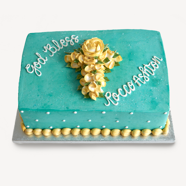 Online Cake Order - Cross of Gold Flowers #164Religious