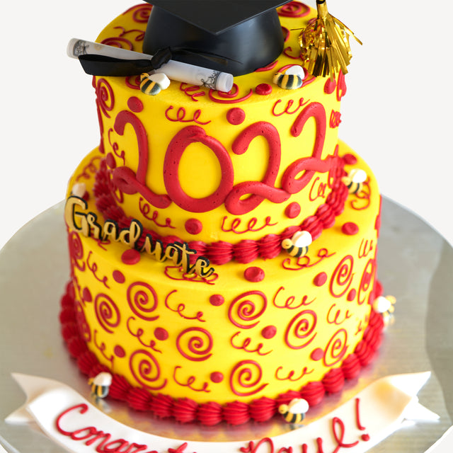 Online Cake Order - Two-Tier Bee Graduate Cake #115Graduation
