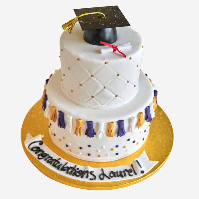 Online Cake Order - Two-Tier Tassel Graduate Cake #114Graduation