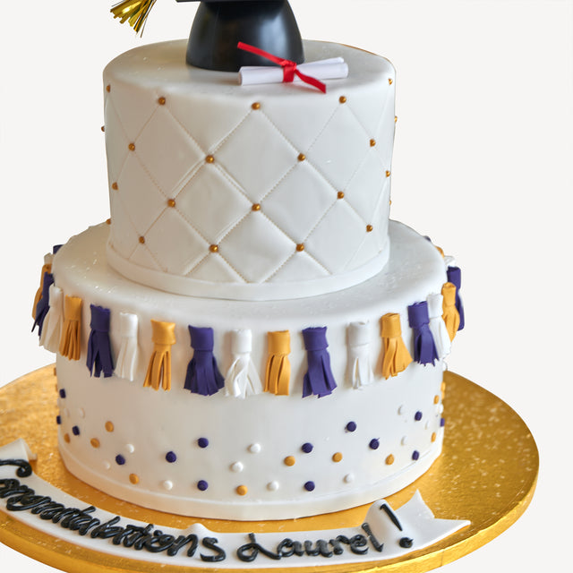 Online Cake Order - Two-Tier Tassel Graduate Cake #114Graduation