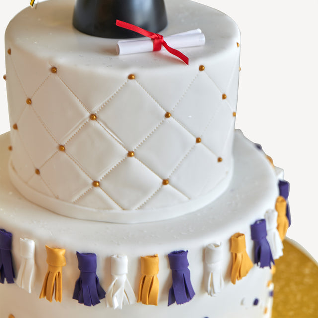 Online Cake Order - Two-Tier Tassel Graduate Cake #114Graduation