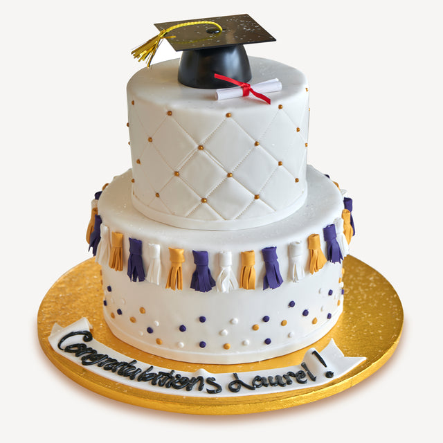 Online Cake Order - Two-Tier Tassel Graduate Cake #114Graduation