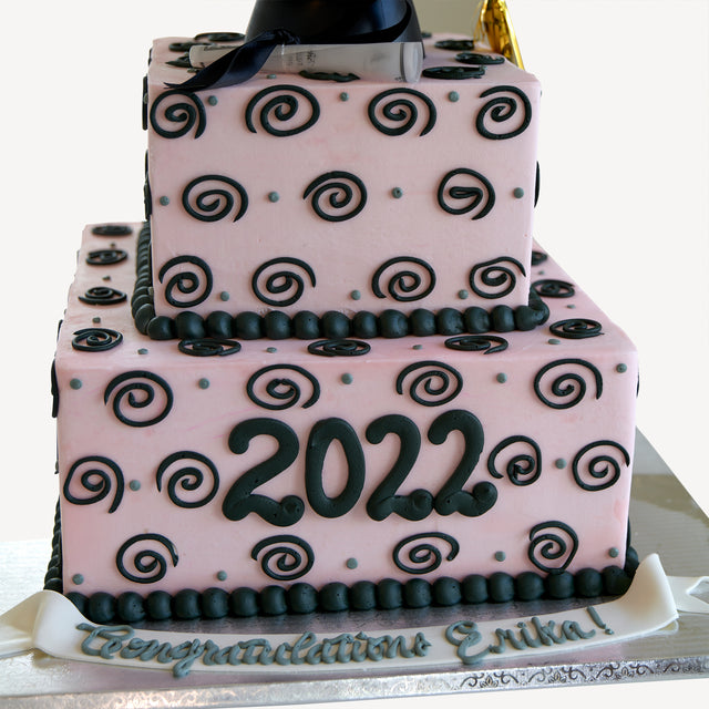 Online Cake Order - Swirl Square Cake #112Graduation
