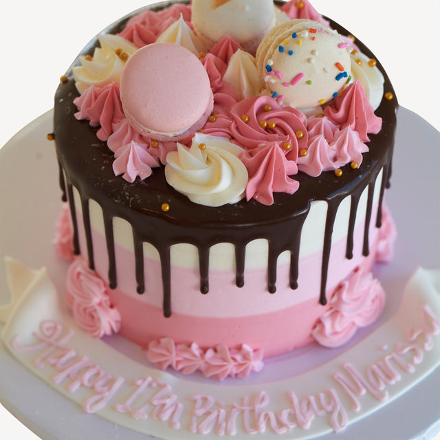 Online Cake Order - Pink Macaron Drip Cake #2Drip