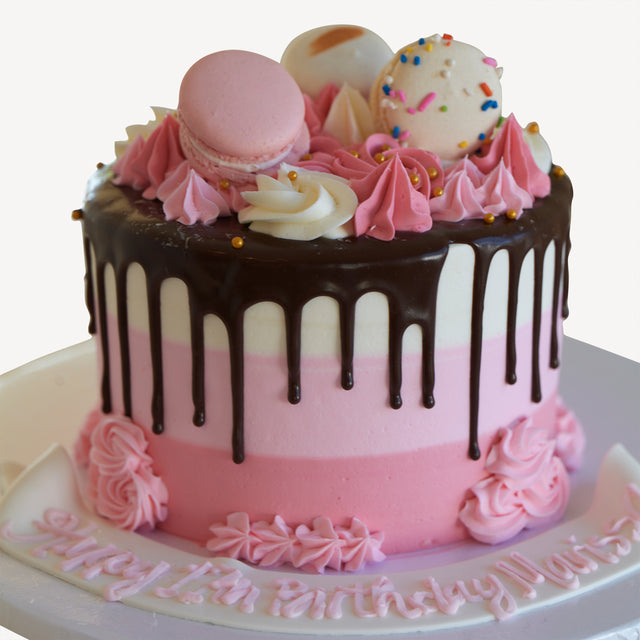 Online Cake Order - Pink Macaron Drip Cake #2Drip