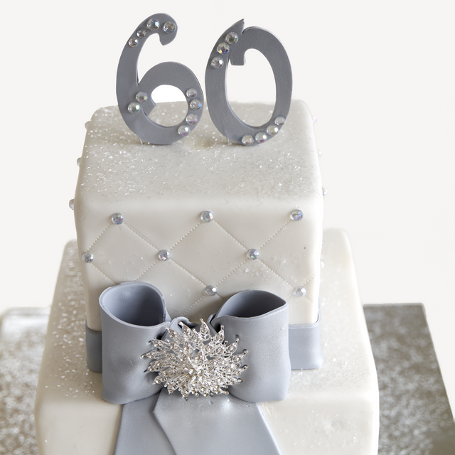 Online Cake Order - Silver Quilted Square Anniversary Cake #262Milestones