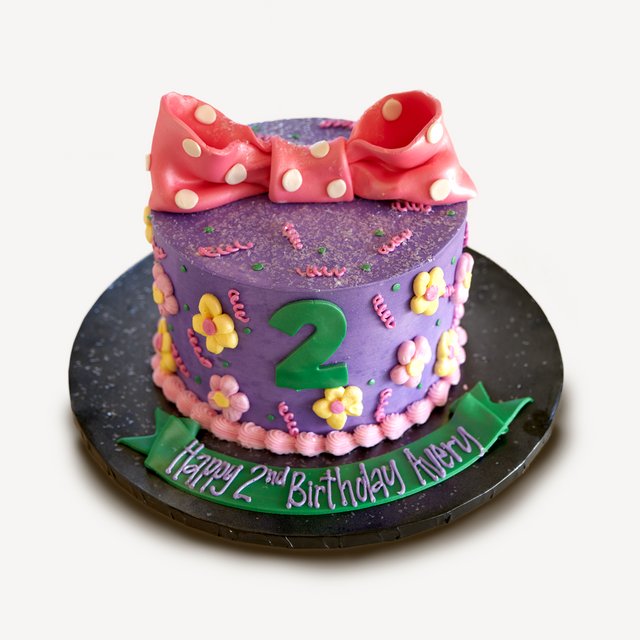 Online Cake Order - Flowers & Bow Cake #257Milestone
