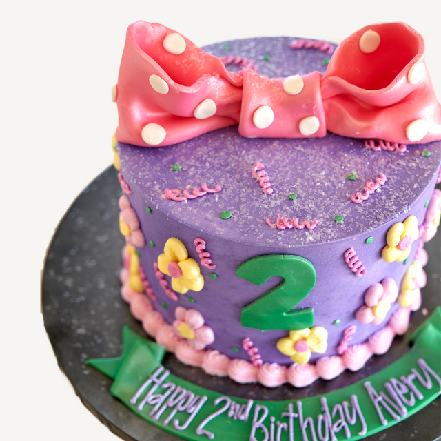 Online Cake Order - Flowers & Bow Cake #257Milestone