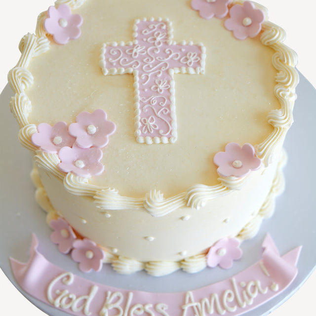 Online Cake Order - Ivory With Cross #171Religious