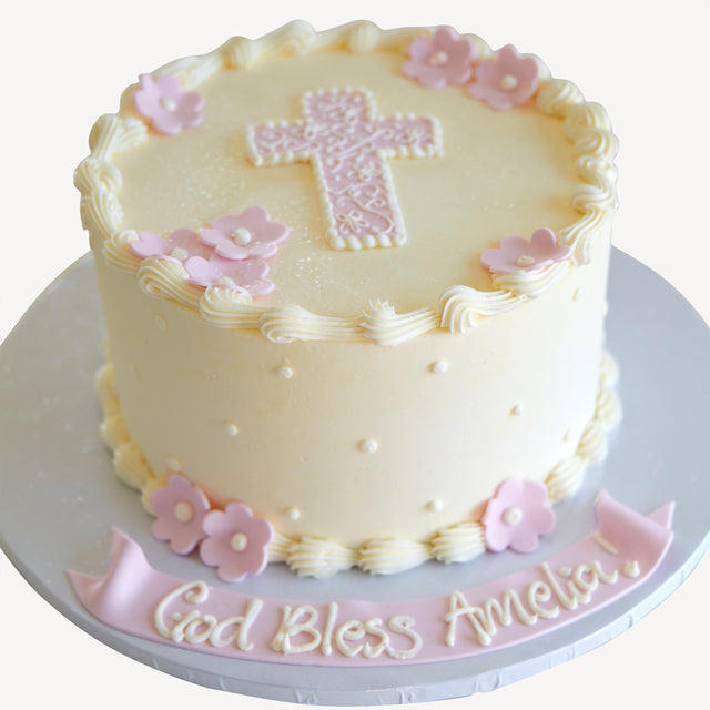 Online Cake Order - Ivory With Cross #171Religious