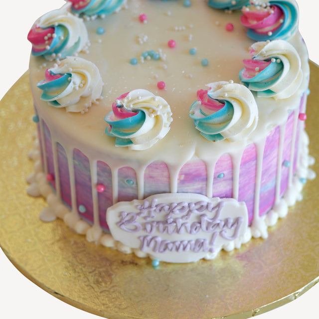 Online Cake Order - Pink, Purple, & Blue Drip Cake #7Drip
