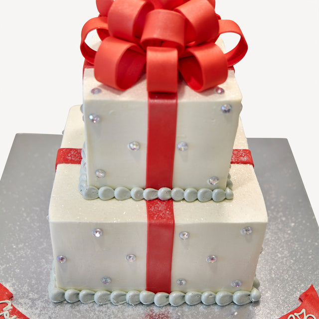 Online Cake Order - Red Bow Cake #131Bridal