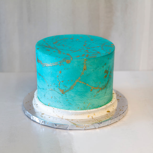 Online Cake  Order - Teal with Gold Splatter #22Featured