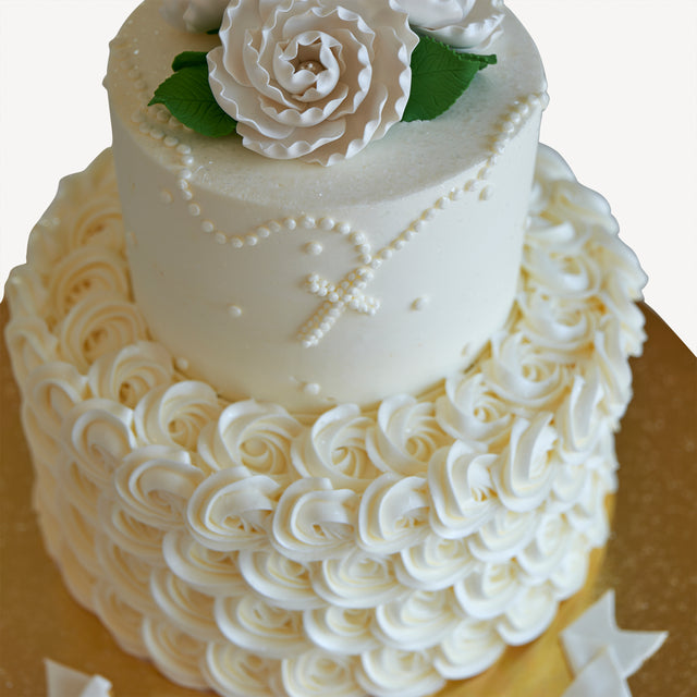 Online Cake Order - White Briar Roses #155Religious