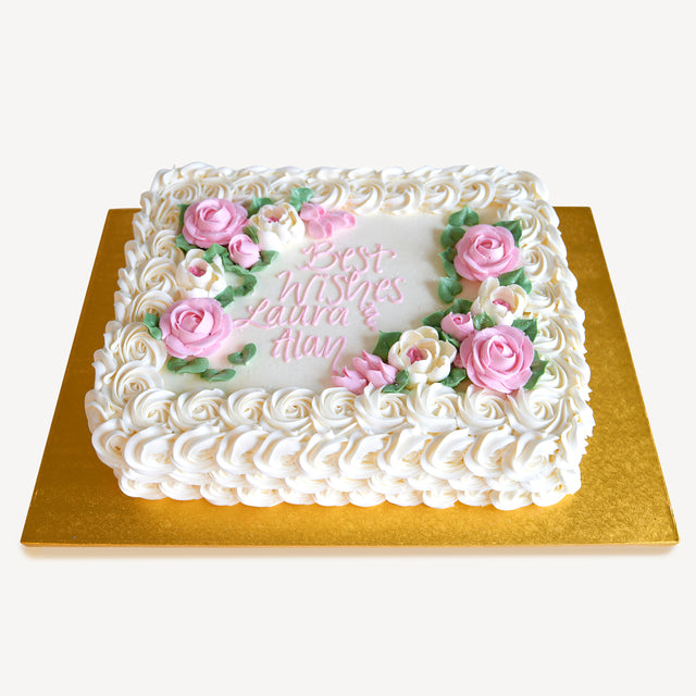 Online Cake Order - White and Pink Roses #137Bridal