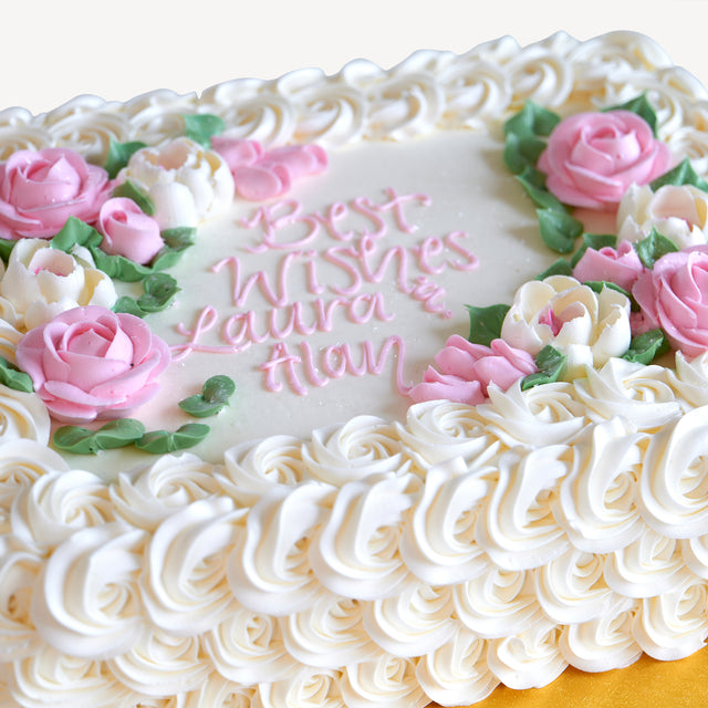 Online Cake Order - White and Pink Roses #137Bridal