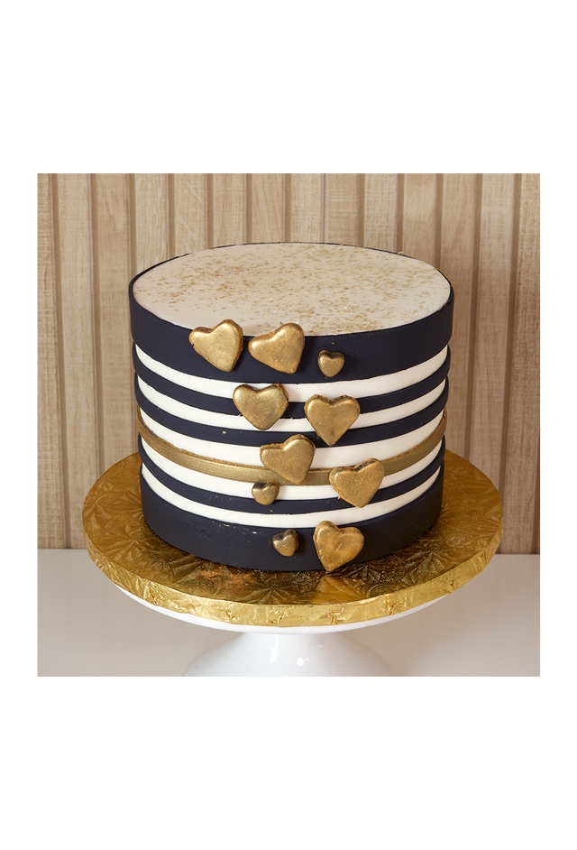 Online Cake Order - Valentine Gold Hearts #88Featured