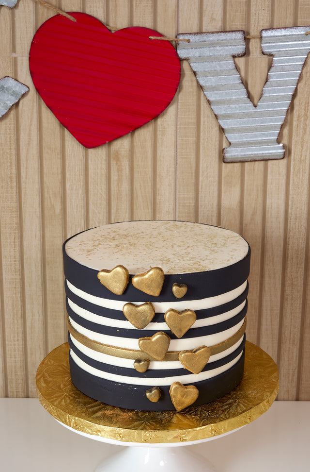 Online Cake Order - Valentine Gold Hearts #88Featured