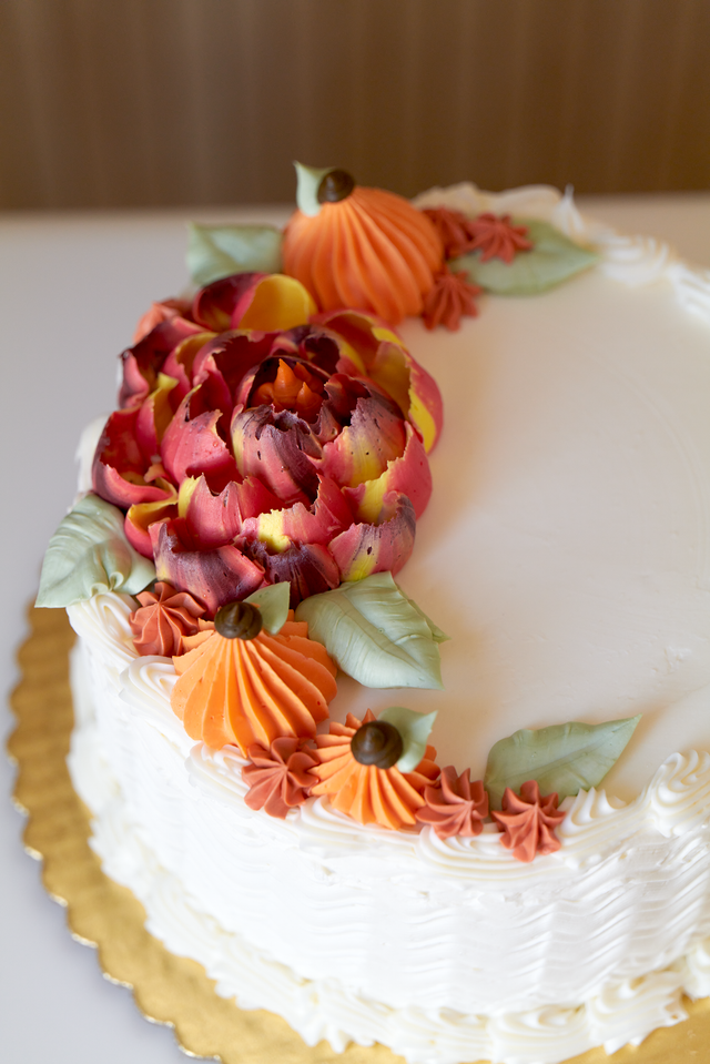 Online Cake Order - Fall Flowers Standard Round Cake #12Standard