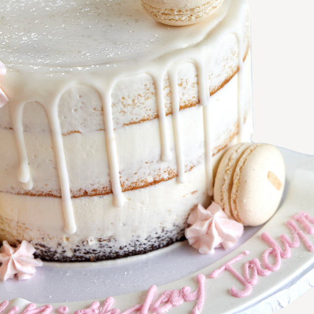 Online Cake Order - Semi-Naked White Drip Cake #11Drip